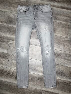 Topman Light Gray Stretch Skinny Jeans